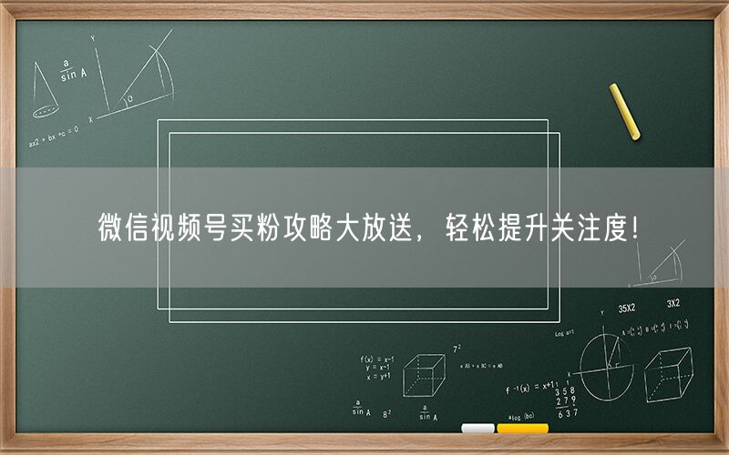 微信视频号买粉攻略大放送，轻松提升关注度！