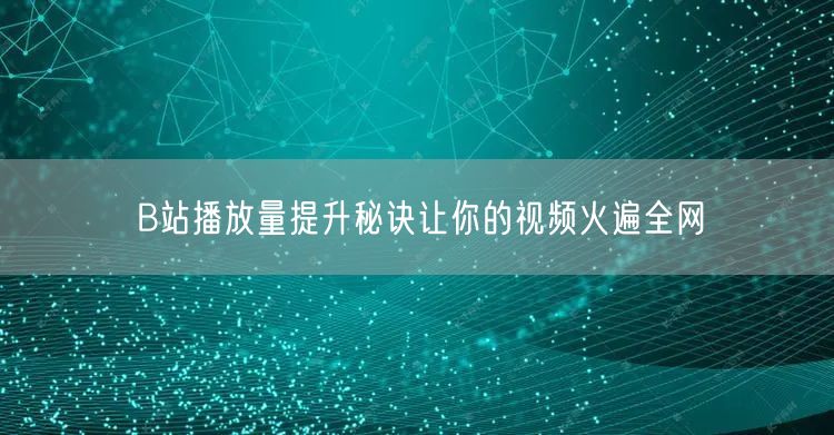 B站播放量提升秘诀让你的视频火遍全网