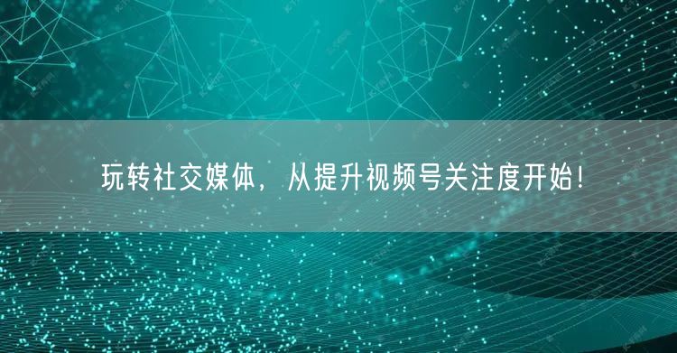玩转社交媒体,从提升视频号关注度开始!